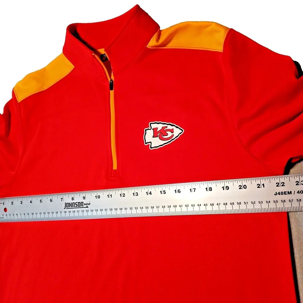 Kansas City Chiefs Pullover Mens L Red‎ Yellow Fleece NFL Football Quarter Zip
